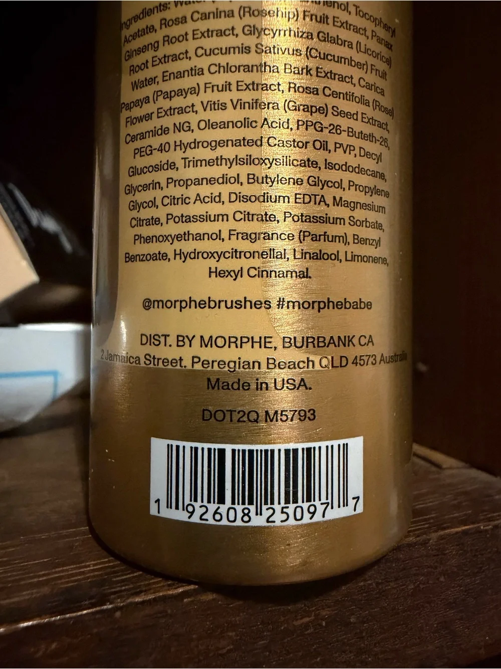 Morphe Prep & Set Mist — Metallic Gold Bottle